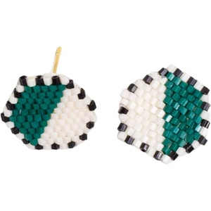 image:imageINK  ALLOY Small Beaded Boho Earrings for Women Casey Hexagon Seed Bead Stud Earrings Hypoallergenic Handmade Jewelry for the Modern Bohemian 64Inch LEmerald Green