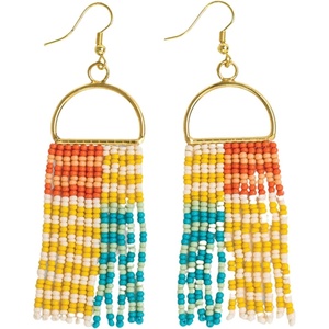 image:imageINKALLOY Beaded Earrings for Women Dangling Allison Seed Bead Fringe Statement Boho Earrings Hypoallergenic Handmade Jewelry for the Modern Bohemian 325InchAmalfi