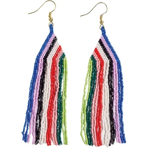 image:imageINKALLOY Beaded Earrings for Women Dangling Brittany Luxe Seed Bead Long Fringe Earrings Hypoallergenic Handmade Jewelry for the Modern Bohemian 4Inch LengthRio