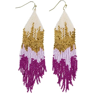 image:imageINKALLOY Beaded Earrings for Women Dangling Claire Luxe Seed Bead Fringe Statement Boho Earrings Hypoallergenic Handmade Jewelry for the Modern Bohemian 425InchMagenta