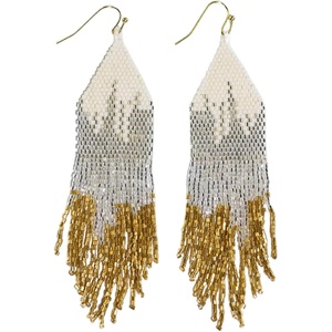 image:imageINKALLOY Beaded Earrings for Women Dangling Claire Luxe Seed Bead Fringe Statement Boho Earrings Hypoallergenic Handmade Jewelry for the Modern Bohemian 425InchSt Mortiz