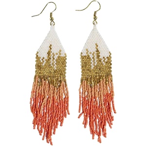 image:imageINKALLOY Beaded Earrings for Women Dangling Claire Luxe Seed Bead Fringe Statement Boho Earrings Hypoallergenic Handmade Jewelry for the Modern Bohemian 425InchCoral Orange