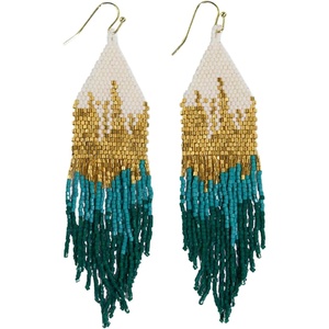 image:imageINKALLOY Beaded Earrings for Women Dangling Claire Luxe Seed Bead Fringe Statement Boho Earrings Hypoallergenic Handmade Jewelry for the Modern Bohemian 425InchEmerald Green