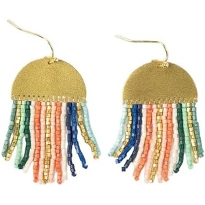 image:imageINKALLOY Beaded Earrings for Women Dangling Claudia Luxe Seed Bead Short Fringe Boho Earrings Hypoallergenic Handmade Jewelry for the Modern Bohemian 2Inch LMulticolor