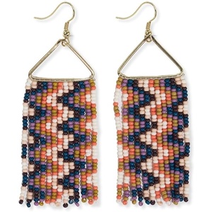 image:imageINKALLOY Beaded Earrings for Women Dangling Whitney Medium Fringe Statement Boho Earrings Hypoallergenic Handmade Jewelry for the Modern Bohemian 325Inch LengthAmsterdam Orange  Navy