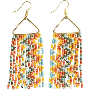 image:imageINKALLOY Beaded Earrings for Women Dangling Whitney Medium Fringe Statement Boho Earrings Hypoallergenic Handmade Jewelry for the Modern Bohemian 325Inch LengthAmalfi