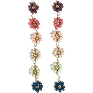 image:imageINKALLOY Beaded Flower Earrings for Women Dangling Amanda Colorful Floral Daisy Trendy Boho Earrings Hypoallergenic Handmade Jewelry for the Modern Bohemian 3Inch LengthMulti Color