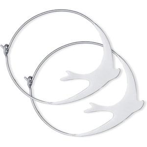 image:imageINKALLOY Bird Earrings for Women Amelia Brass Circle Bird Hoop Earrings Boho Large Statement Hoops Handmade Jewelry for the Modern Bohemian 175InchesSilver