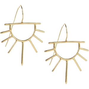image:imageINKALLOY Boho Sun Earrings for Women Gretchen Brass Metal Half Sun Gold Threader Earrings Handmade Jewelry for the Modern Bohemian 2Inches Gold