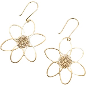 image:imageINKALLOY Flower Earrings for Women Dangling Twiggy Open Petals Brass Metal Boho Floral Drop Earrings Hypoallergenic Handmade Jewelry for the Modern Bohemian 236Inch L Gold