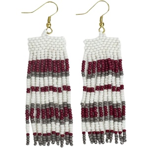 image:imageINKALLOY Game Day Earrings for Women Beaded Fringe Earrings for Football Gameday Outfits Handmade Jewelry for College Students Team Gifts Teachers Football MomsMaroon  Gray