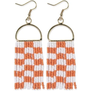 image:imageINKALLOY Game Day Earrings for Women Beaded Fringe Earrings for Football Gameday Outfits Handmade Jewelry for College Students Team Gifts Teachers Football MomsOrange  White Checkered