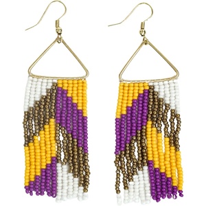 image:imageINKALLOY Game Day Earrings for Women Beaded Fringe Earrings for Football Gameday Outfits Handmade Jewelry for College Students Team Gifts Teachers Football MomsPurple  Yellow