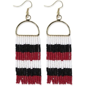 image:imageINKALLOY Game Day Earrings for Women Beaded Fringe Earrings for Football Gameday Outfits Handmade Jewelry for College Students Team Gifts Teachers Football MomsDark Red  Black