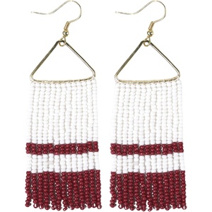 image:imageINKALLOY Game Day Earrings for Women Beaded Fringe Earrings for Football Gameday Outfits Handmade Jewelry for College Students Team Gifts Teachers Football MomsDark Red  White
