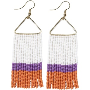 image:imageINKALLOY Game Day Earrings for Women Beaded Fringe Earrings for Football Gameday Outfits Handmade Jewelry for College Students Team Gifts Teachers Football MomsPurple  Orange