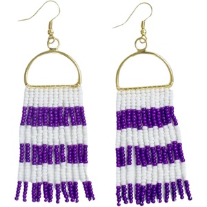image:imageINKALLOY Game Day Earrings for Women Beaded Fringe Earrings for Football Gameday Outfits Handmade Jewelry for College Students Team Gifts Teachers Football MomsRoyal Purple  White