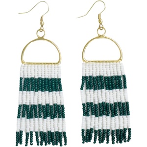 image:imageINKALLOY Game Day Earrings for Women Beaded Fringe Earrings for Football Gameday Outfits Handmade Jewelry for College Students Team Gifts Teachers Football MomsDark Green  White