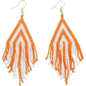image:imageINKALLOY Game Day Earrings for Women Luxe Beaded Fringe Earrings for Football Gameday Outfits Handmade Jewelry for College Students Team Gifts Teachers Football MomsOrange  White