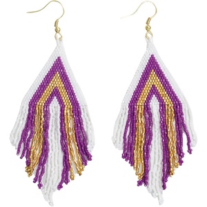 image:imageINKALLOY Game Day Earrings for Women Luxe Beaded Fringe Earrings for Football Gameday Outfits Handmade Jewelry for College Students Team Gifts Teachers Football MomsPurple  Gold