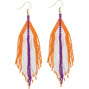 image:imageINKALLOY Game Day Earrings for Women Luxe Beaded Fringe Earrings for Football Gameday Outfits Handmade Jewelry for College Students Team Gifts Teachers Football MomsPurple  Orange