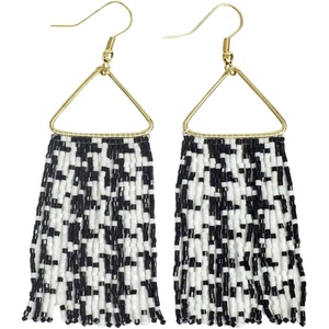 image:imageINKALLOY Game Day Earrings for Women Luxe Beaded Fringe Earrings for Football Gameday Outfits Handmade Jewelry for College Students Team Gifts Teachers Football MomsAlabama Houndstooth