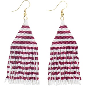 image:imageINKALLOY Game Day Earrings for Women Luxe Beaded Fringe Earrings for Football Gameday Outfits Handmade Jewelry for College Students Team Gifts Teachers Football MomsCrimson Red  White