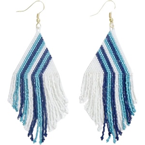 image:imageINKALLOY Game Day Earrings for Women Luxe Beaded Fringe Earrings for Football Gameday Outfits Handmade Jewelry for College Students Team Gifts Teachers Football MomsLight Blue  Navy