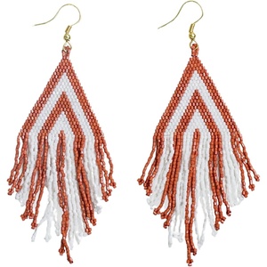 image:imageINKALLOY Game Day Earrings for Women Luxe Beaded Fringe Earrings for Football Gameday Outfits Handmade Jewelry for College Students Team Gifts Teachers Football MomsBurnt Orange  White
