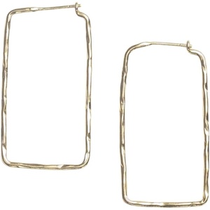 image:imageINKALLOY Large Rectangle Hoop Earrings for Women Athena Thin Brass Metal Elegant Boho Hoops Hypoallergenic Handmade Jewelry for the Modern Bohemian 16Inch L Gold