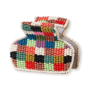 image:imageINKALLOY Small Beaded Hair Clips Gia Boho Cute Claw Clips for Women Mini Claw Clip for Half Up Half Down Hair Styles Handmade Hair Accessories for the Modern Bohemian Multicolor CheckeredMulticolor Checkered