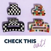 image:imageINKALLOY Beaded Hair Clips Lola Large Statement Boho Cute Claw Clips for Women Secure Hold for Thin amp Thick Hair Handmade Accessories for the Modern Bohemian 35Inches Multi Color CheckeredMulti Color Checkered