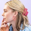 image:imageINKALLOY Beaded Hair Clips Lola Large Statement Boho Cute Claw Clips for Women Secure Hold for Thin amp Thick Hair Handmade Accessories for the Modern Bohemian 35Inches Multi Color CheckeredHot Pink
