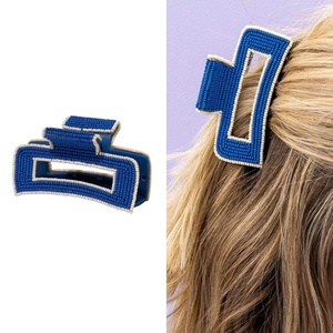 image:imageINKALLOY Beaded Hair Clips Lola Large Statement Boho Cute Claw Clips for Women Secure Hold for Thin amp Thick Hair Handmade Accessories for the Modern Bohemian 35Inches Multi Color CheckeredLapis Blue