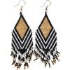 image:imageINK  ALLOY Beaded Earrings for Women Dangling Dottie Luxe Seed Bead Fringe Statement Art Deco Chandelier Earrings Hypoallergenic Handmade Jewelry for the Modern Bohemian 35Inch LengthBlack and Gold